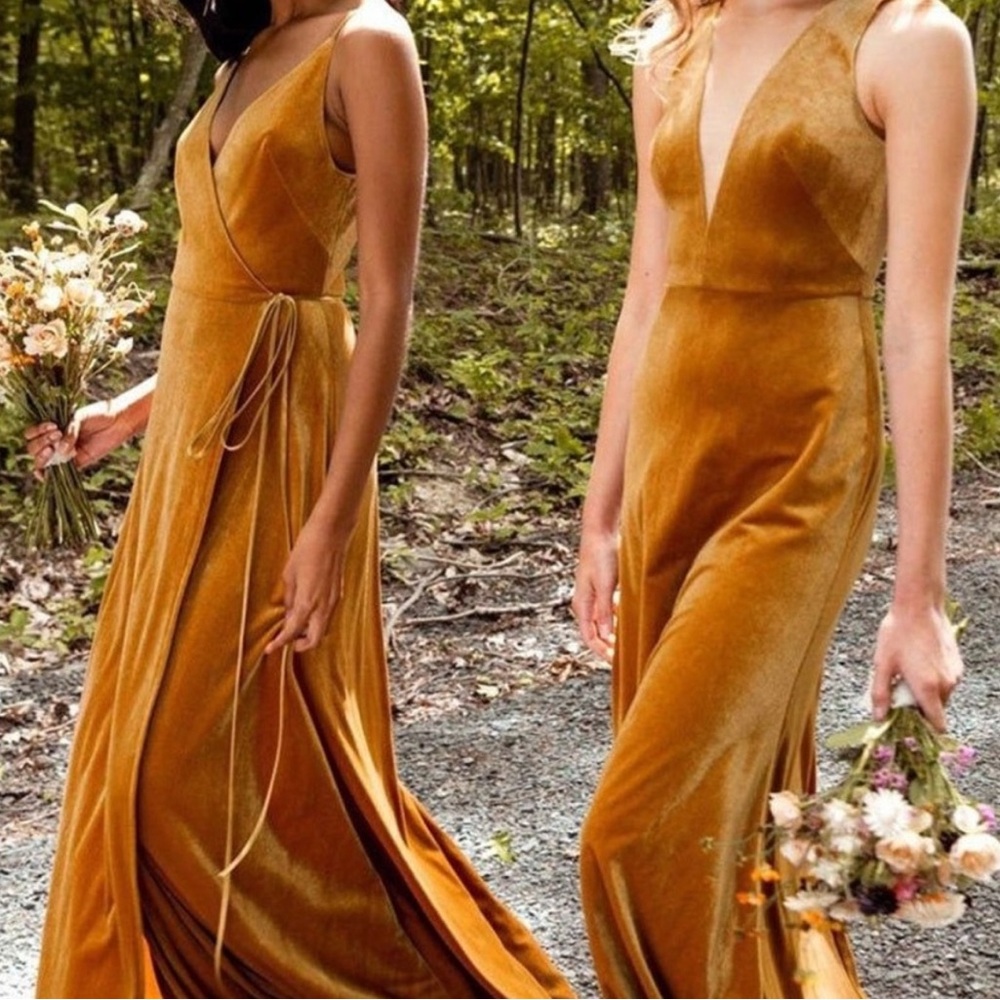 Jenny Yoo Velvet Logan Dress Size 20 Marigold - Picture 2 of 9
